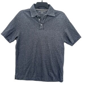 Age of Wisdom Mens Gray Striped Textured Polo Shirt Short Sleeve Size S